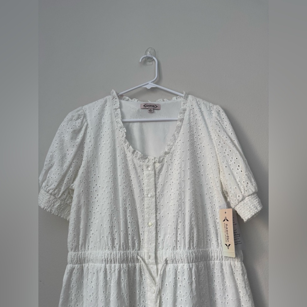 Nanette Lepore Mila Eyelet Mini Dress White Size 12, new with tag - Picture 5 of 8